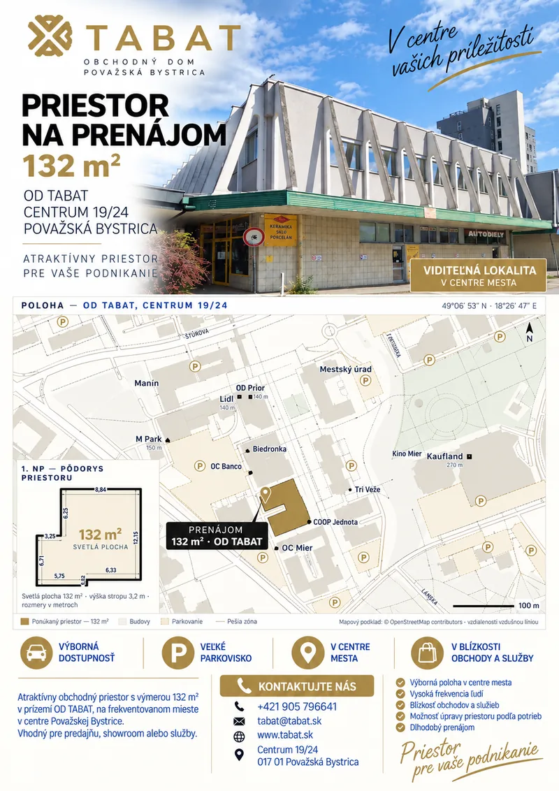 Obchodný priestor v centre Považskej Bystrice